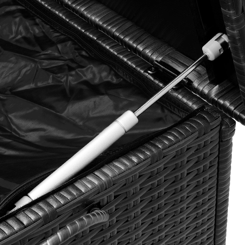 Casaria Opbergbox polyrotan op wielen zwart 122 x 56 x 61cm