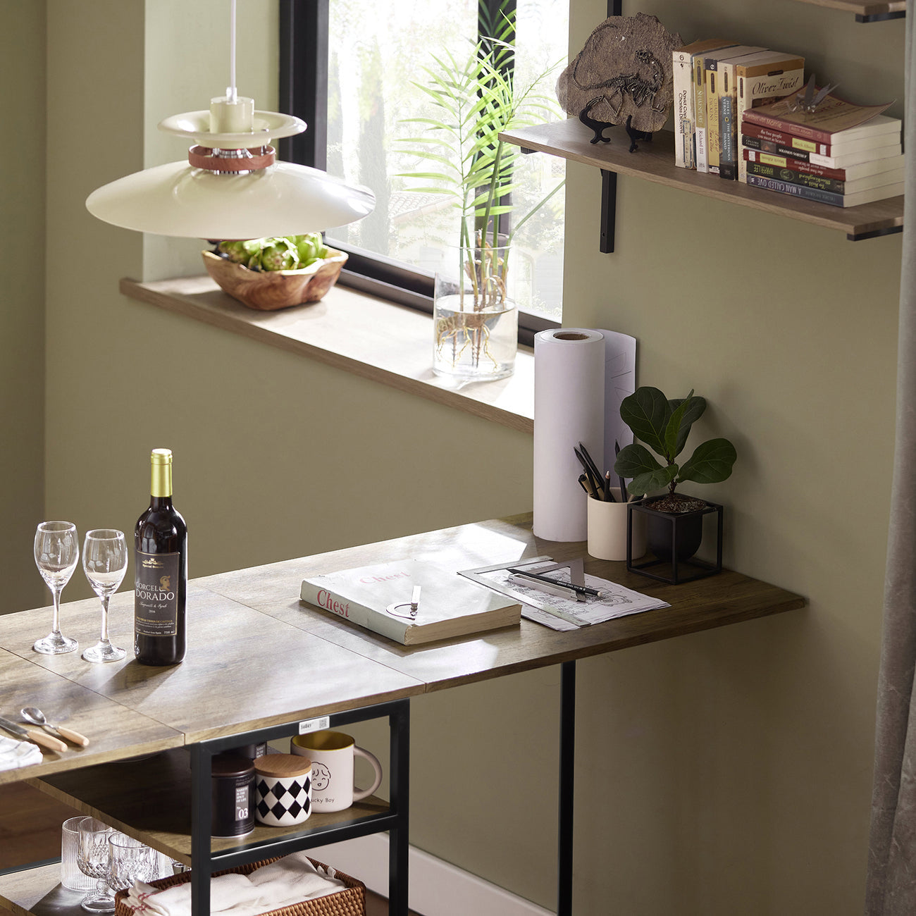 SoBuy FWT62-N Eettafel Uitklapbaar - Ruimtebesparend - 180 x 60 x 77 cm - Industrieel