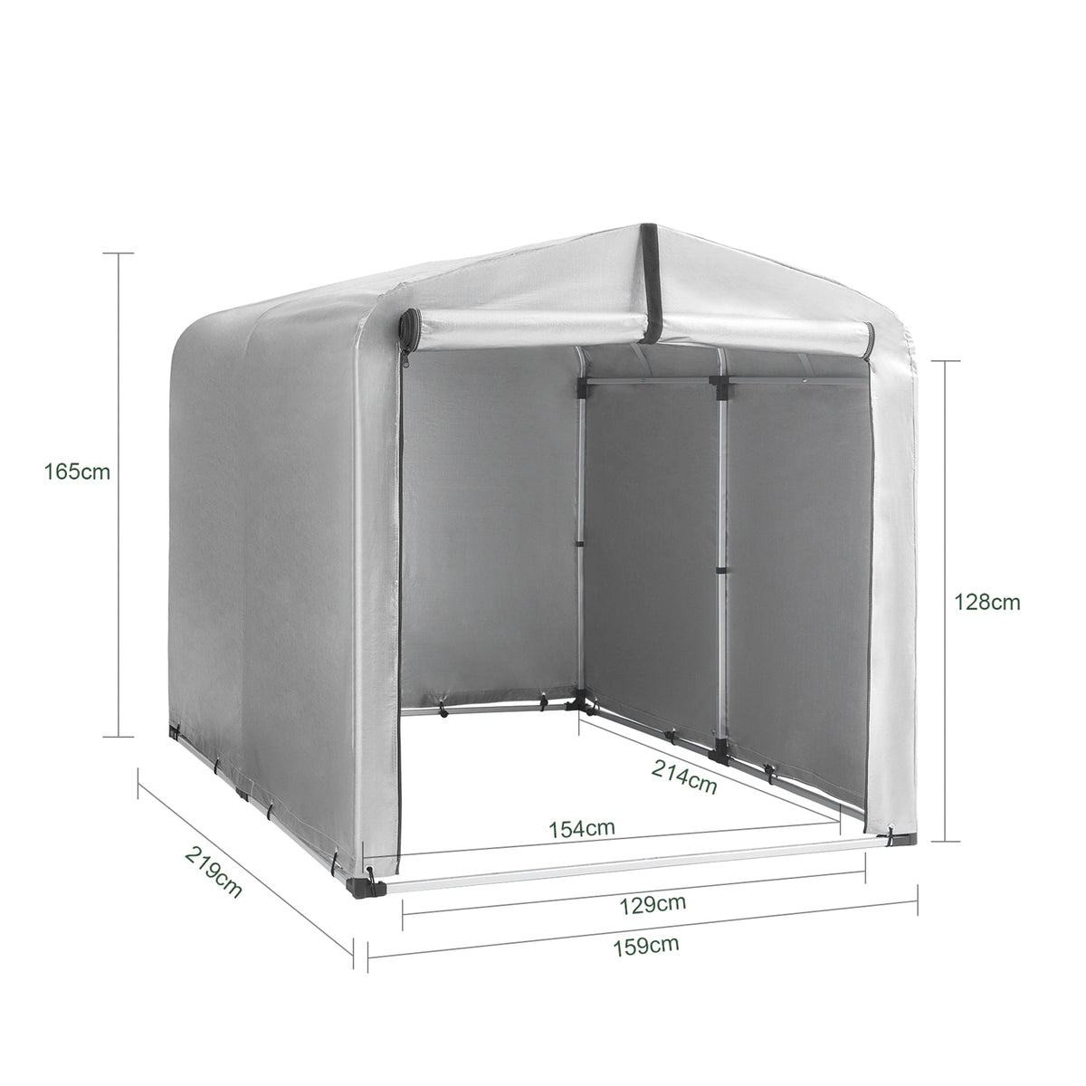 Sobuy Tuinhuis KLS11-II-L - Waterdichte Tuinberging voor Fietsen en Gereedschap - 159x165x219 cm - Zilver