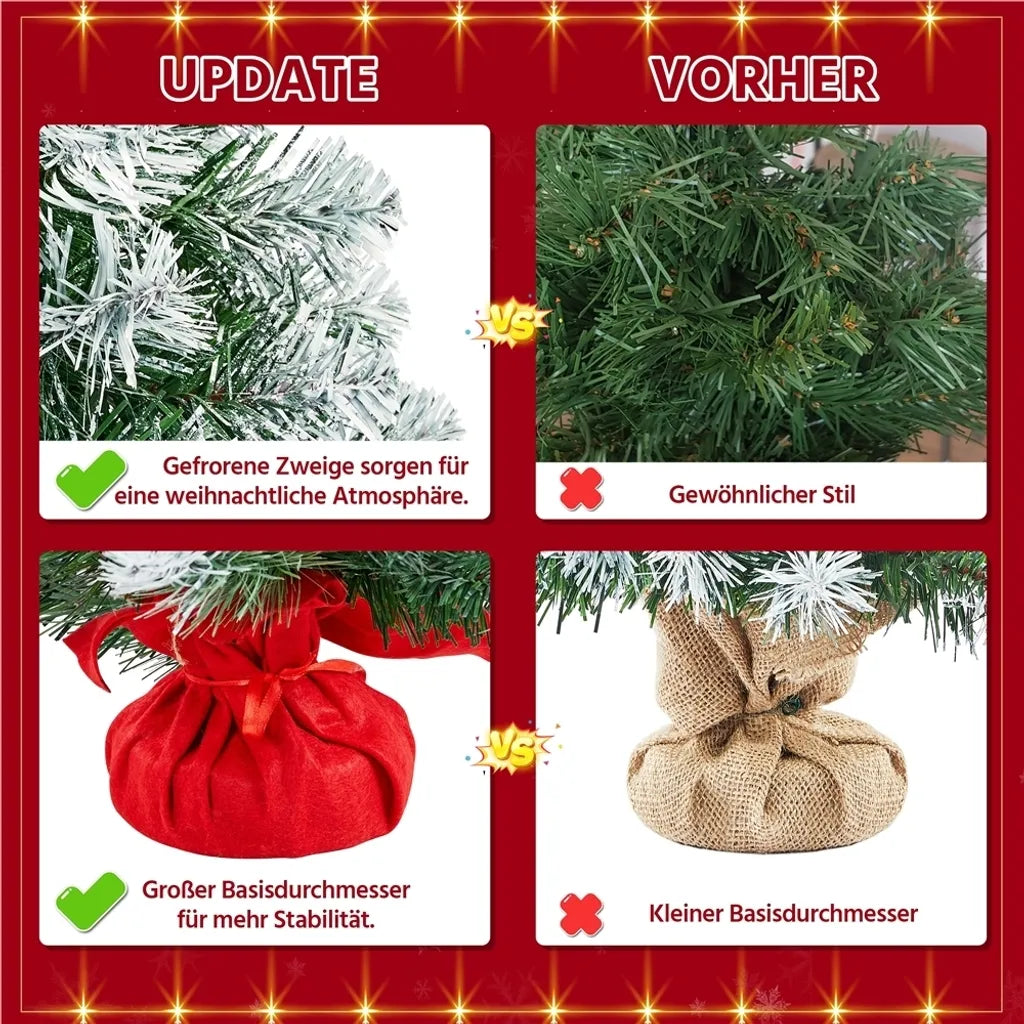 Yaheetech Kunstkerstboom - 90 cm - Sneeuweffect - Tafelmodel - 96 Takpunten - Standaard - Groen