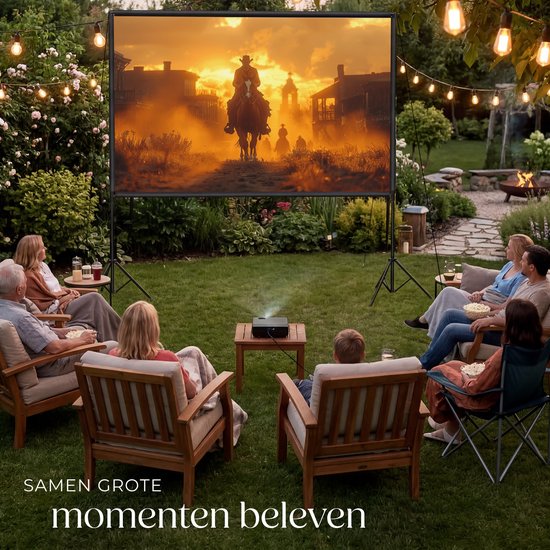 tectake® Beamer Scherm - 120 Inch (305 cm) - 16:9 Projectiescherm met Dubbel Statief - 4K HD - Oprolbaar - Uittrekbaar - Projectiedoek - Presentatiescherm - Home Cinema - Inclusief Draagtas
