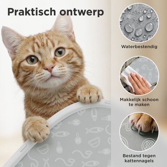 TrevoPet® Kattenbakmat - Waterdichte Kattenbak Mat voor Zelfreinigende Kattenbak - Krasbestendige Kattenmat - Binnenmat Oxford Stof - Beschermmat - 41x40cm