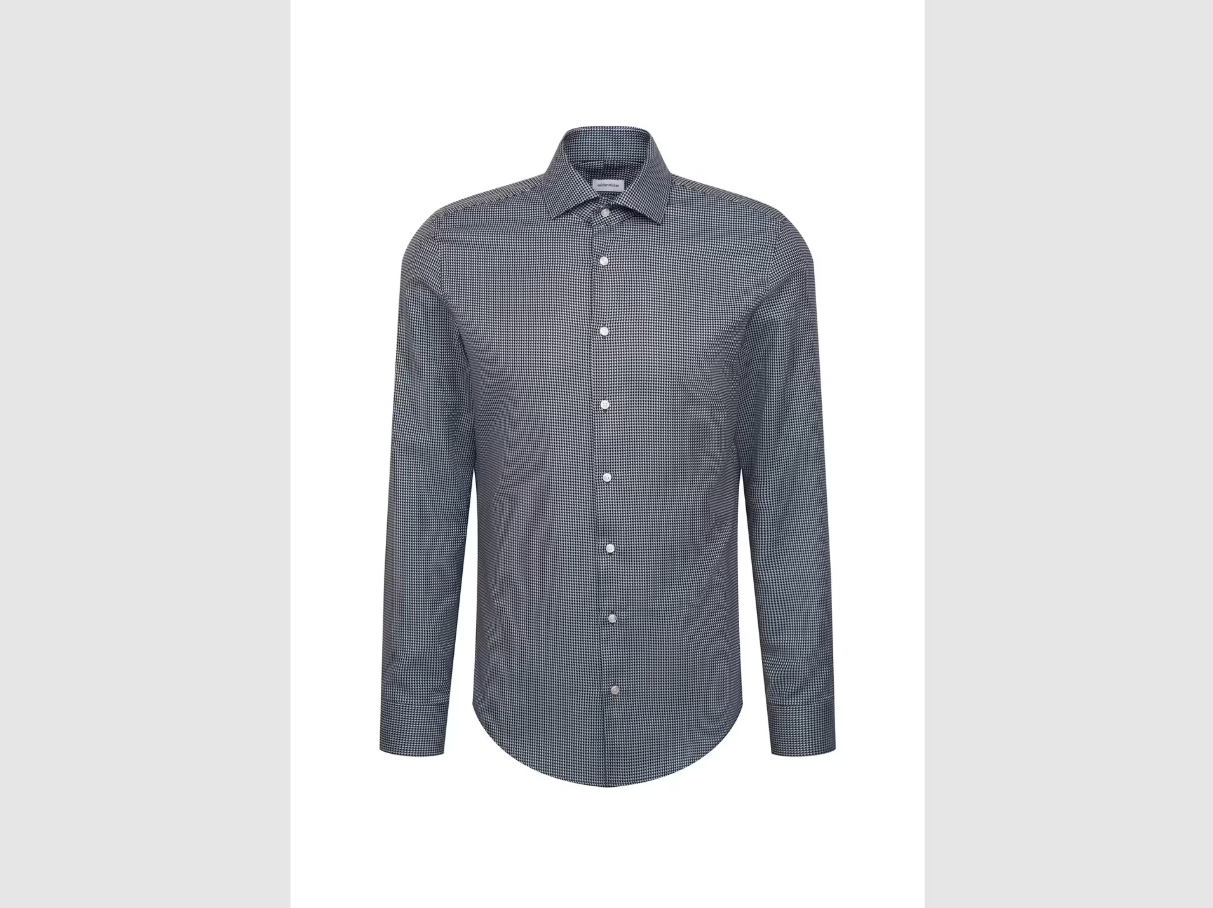 Seidensticker – Spread Kent Business Shirt – Slim Fit & Non-Iron – Navy – Maat 39