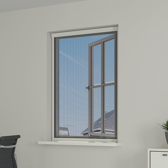 Livn rolhor raam Plus 90x155cm wit - Automatisch rolsysteem met demper - Gaas rolt op in cassette - Montage aan de binnen- of buitenzijde