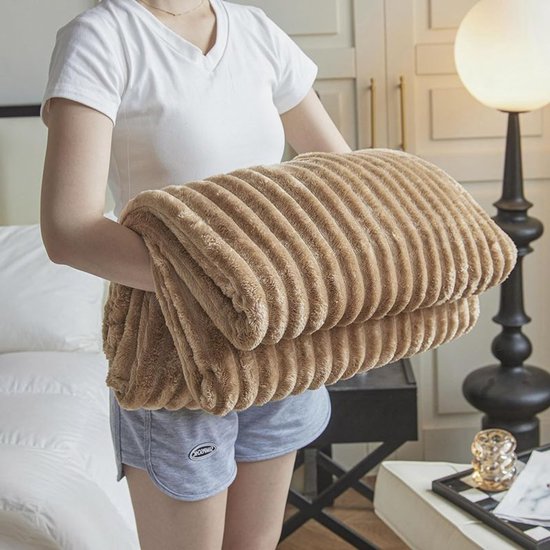 Ceruzo Fleece Deken 200x240 cm - XXL Plaid - Taupebruin - Zacht Fleece - Sprei 2persoonsbed