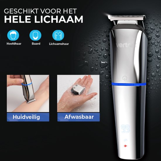 Vertrex 6 in 1 Baardtrimmer Pro+ Bodygroomer Mannen - Neustrimmer - Tondeuse - Scheerapparaat - Trimmer Baard en Lichaam