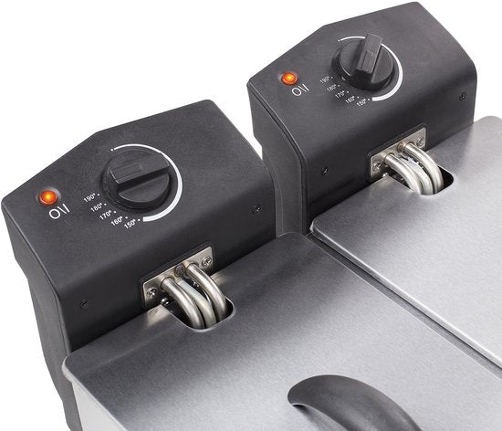 Tristar Frituurpan 6 liter - FR-6937 - Dubbele Friteuse 2x 1800W - Pannen apart te bedienen, koud zone - RVS