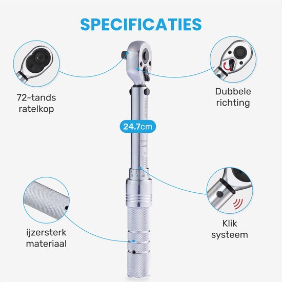 Momentsleutel 11 delige set – 2/24Nm - Fiets – Auto – Fietsgereedschap – Torque wrench