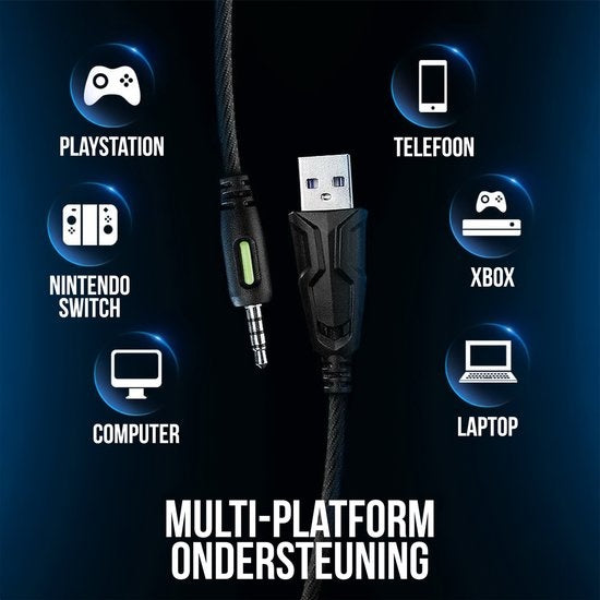 Strex Gaming Headset met Microfoon Blauw - PC + PS4 + PS5 + Xbox One + Xbox Series