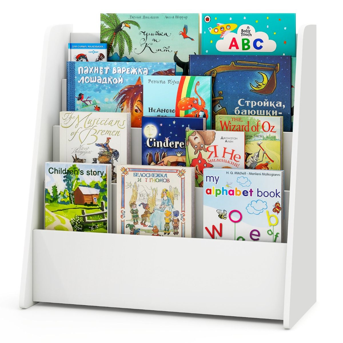 Coast Kinderboekenrek - 4 opbergvakken - tijdschriftenhouder - wit