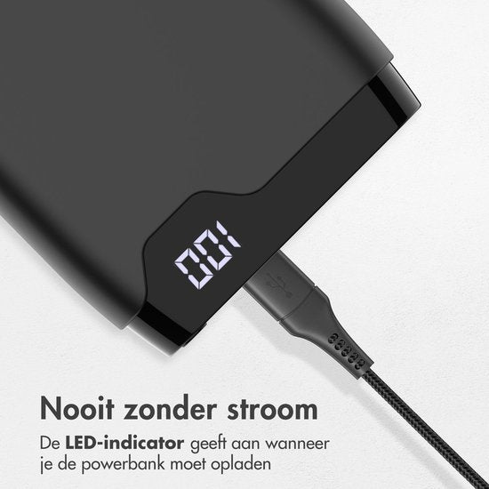 imoshion Powerbank 20000 mAh - Snellader 22.5W - LED-indicator - USB-C & USB-A - Universele Powerbank geschikt voor o.a. iOS/Android - Noodpakket - Zwart