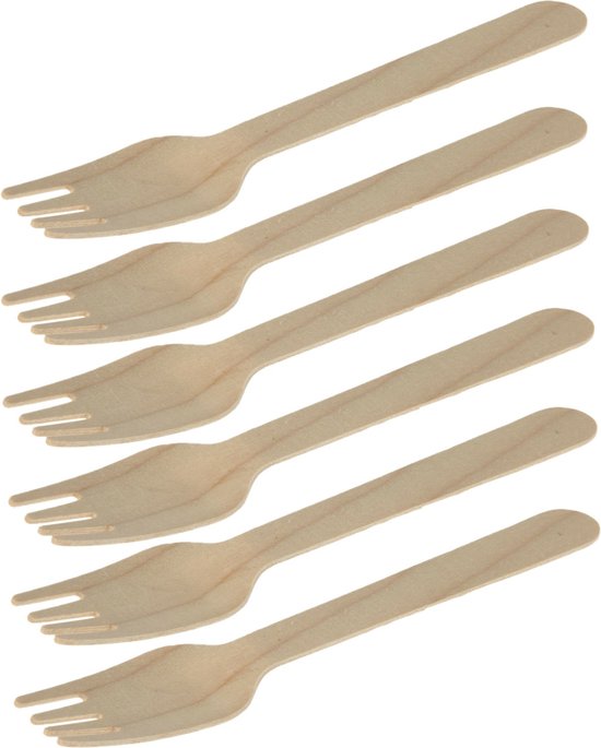BBQ/verjaardag/camping wegwerp bestek - vorken - 40x - hout - 16 cm - eco friendly/composteerbaar