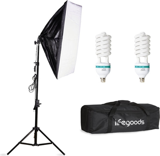 Auronic Softbox Studiolamp - Complete Set met Draagtas - 50x70 cm - Zwart