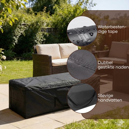Villux Tuinmeubelhoes Kussen - Tuinkussen Hoes - Waterdicht - 420D - Tuinkussenhoes Opbergtas - Tuinkussentas - Beschermhoes Tuinmeubelen - Hoes Voor Tuinkussens - Beschermhoes Loungeset - 200cmx75cmx60cm