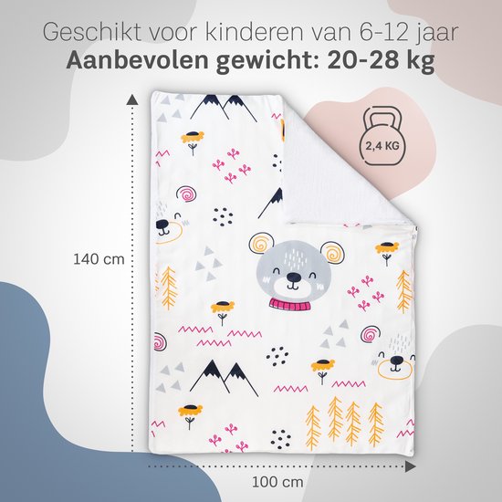 CozySense® Verzwaringsdeken Kind 2,4 kg - Weighted Blanket - Zwaartedeken met GLASS-Flow® Drukverdeling - Wasbare Hoes - Hypoallergeen - Voor Meisjes