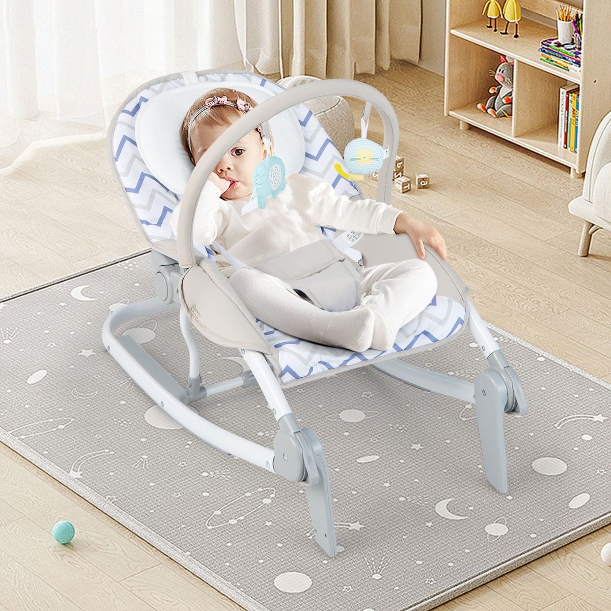 Coast 2-in-1 babywipstoel - verstelbare rugleuning in 3 standen - afneembare stoffen zitting - grijs/roze