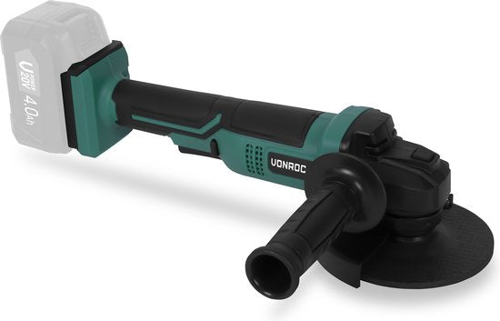 VONROC Accu Haakse Slijper - VPower 20V – Ø125mm – Incl. zijhandgreep & toolbag - Zonder accu & lader