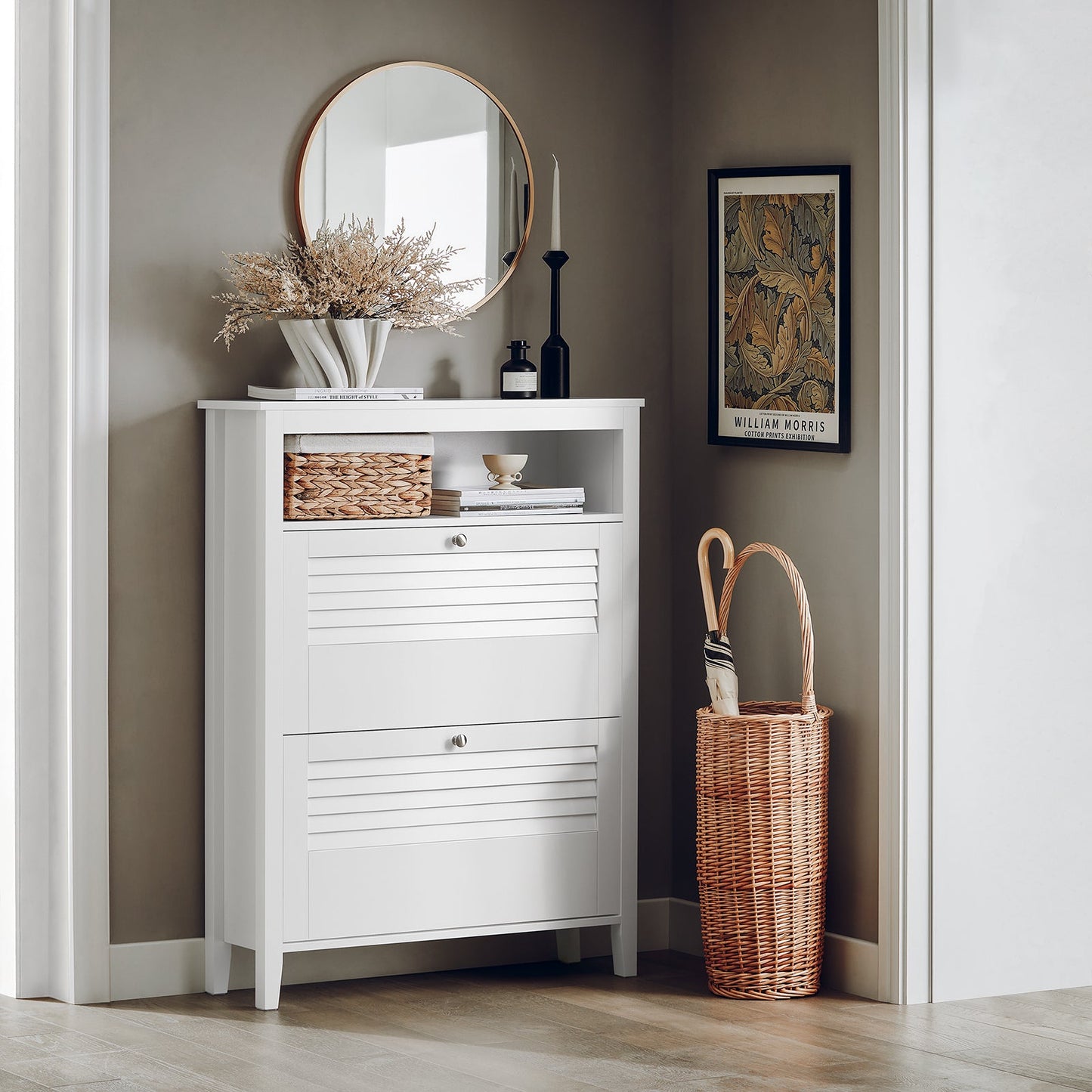SoBuy Schoenenkast - 2 Kleppen- Klassiek  - 80 x 25 x 108 cm - Wit