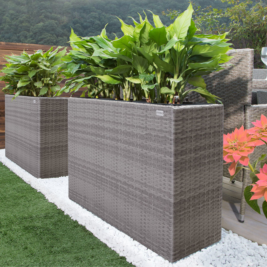 Casaria Polyratton bloempot grijs 95x27x60cm