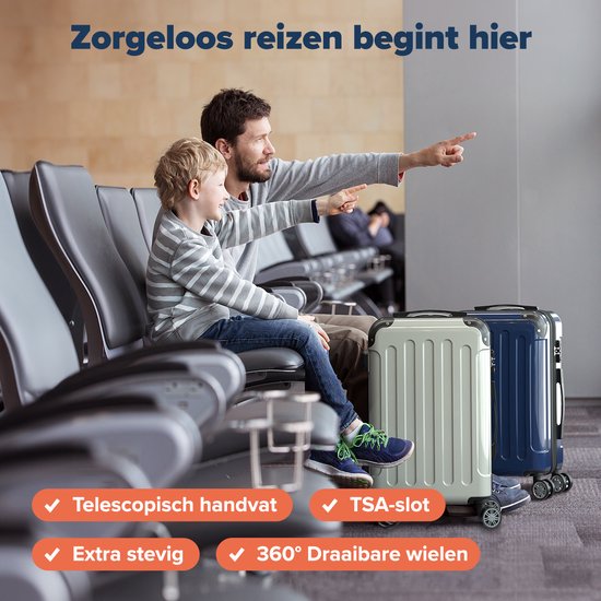 TRVLMORE Handbagage Koffer - 45L - TSA Cijferslot - Lichtgewicht - Uitbreidbaar - Trolley - 54x36x22cm - Champagne