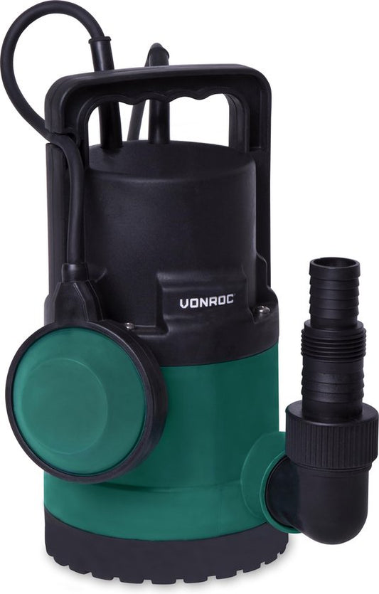 VONROC Dompelpomp/Waterpomp 300W – 6500l/h – Voor schoon en licht vervuild water – Met vlotter
