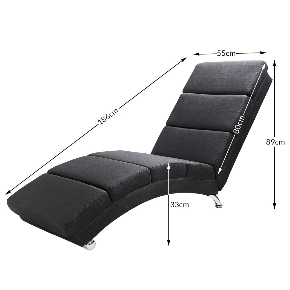 Casaria Relax Lounger, Ligstoel London, stof antraciet met verchroomde poten