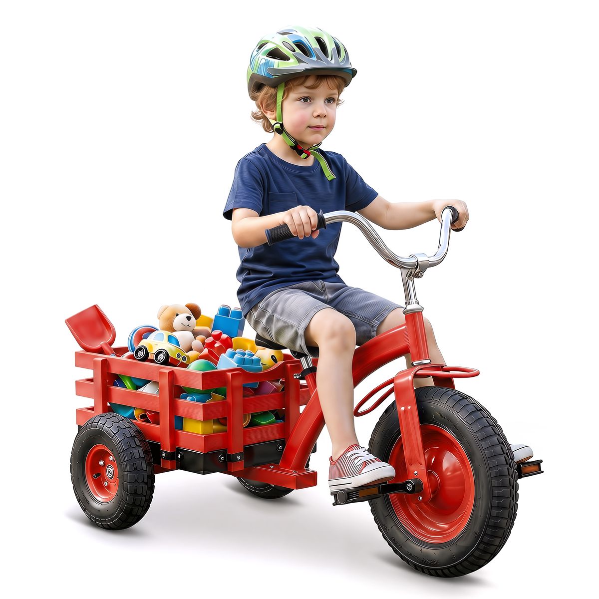 Coast Kinderdriewieler met verstelbaar stuur en zadel - met aanhanger - rood