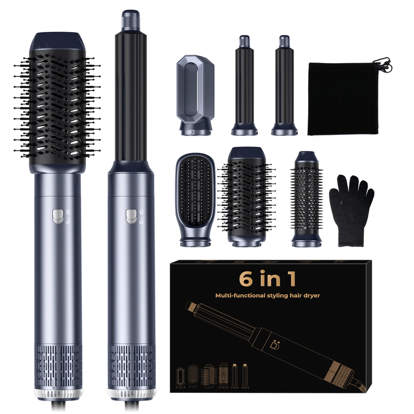 Atopskins 6-in-1 Haarstyler Volume & Glans - Föhn, Krulborstel & Stijlborstel