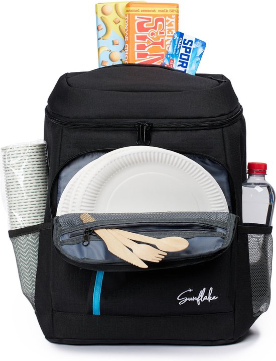 Koeltas Rugzak 20 liter - Compacte Geïsoleerde Koelrugtas - Backpack Lichtgewicht Koelrugzak - Zwart - Sunflake