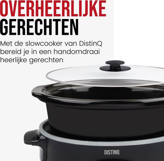 DistinQ Digitale Slowcooker 6 liter met Timer – Keramische binnenpan - Timerfunctie - Warmhoudfunctie