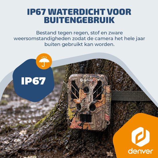 Denver Wildcamera met Nachtzicht en 4G verbinding - Live streaming - 4K Ultra HD video - 48MP - Zonne-energie - TrailCam Go app - WSL8050