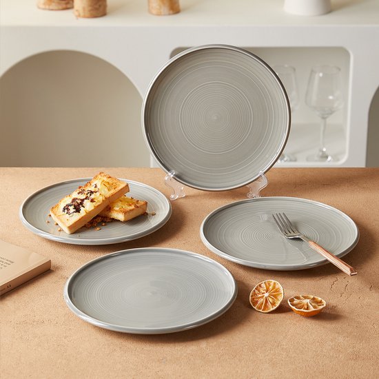 Dinerborden set van 4 (Ø21,8cm / 8,5inch), Bordenset, Ontbijtborden, Dessertborden, serviesset 4 persoons, Geschikt voor restaurants, Horeca, Feest, familiefeesten, banketten en picknicks, Magnetron-vaatwasserbestendig, Keramiek