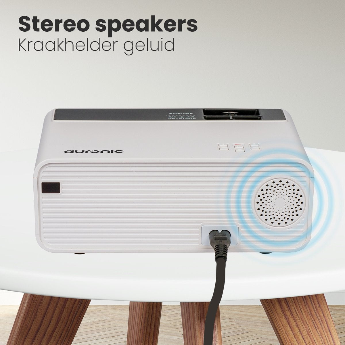 Auronic Mini Beamer - 4500 Lumen - WiFi - 200 inch Projector - HD Ready - HDMI-kabel, Afstandsbediening en Draagtas - Wit
