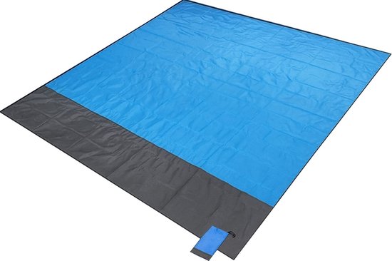 Strandmat – Picknickkleed 210x200 cm – Waterafstotend – Lichtgewicht – Blauw/Grijs