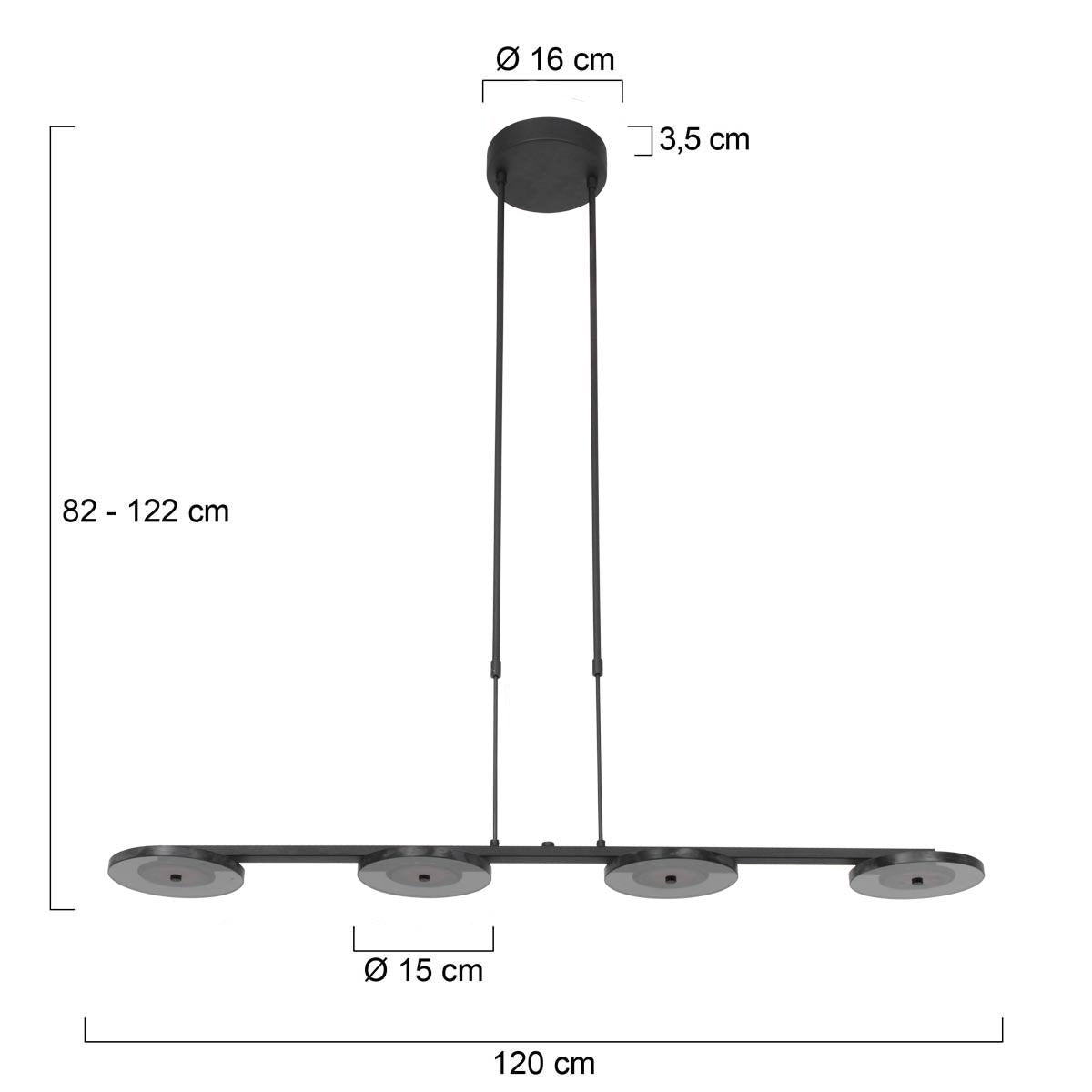 Steinhauer - hanglamp - Turound - zwart - glas metaal - design lamp - LED - 3512ZW