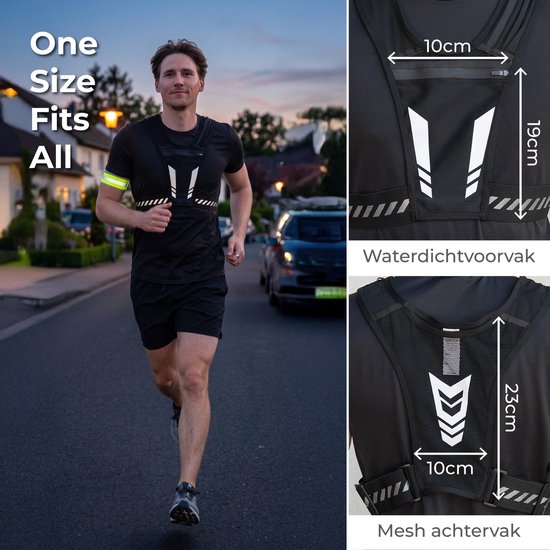 Nuvance Reflecterend Hardloopvest - Waterdicht Running Vest - Hardloop Telefoonhouder - Loopvest met Reflectieband - Lopen