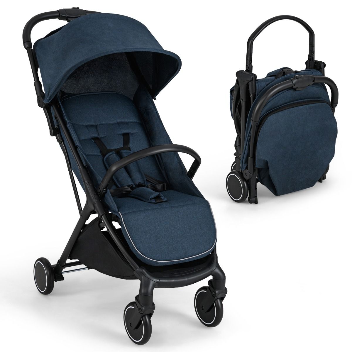 Coast Kinderwagen - lichtgewicht en compact - éénhandig inklapbaar - donkerblauw