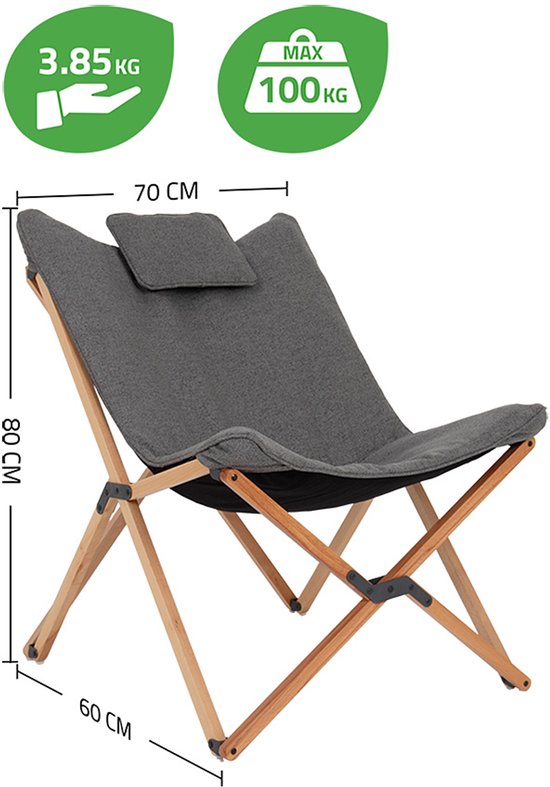 Bo-Camp - Urban Outdoor - Relaxstoel - Wembley - M - Nika - Grijs