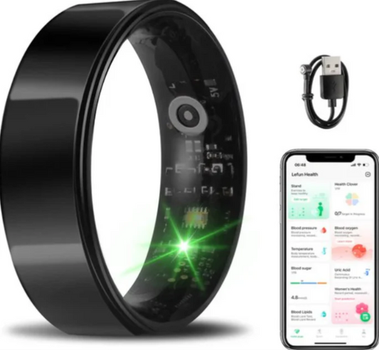 Saaf Smart Ring - Maat 12 - voor Dames en Heren - Activity Tracker - Wearables - Zwart