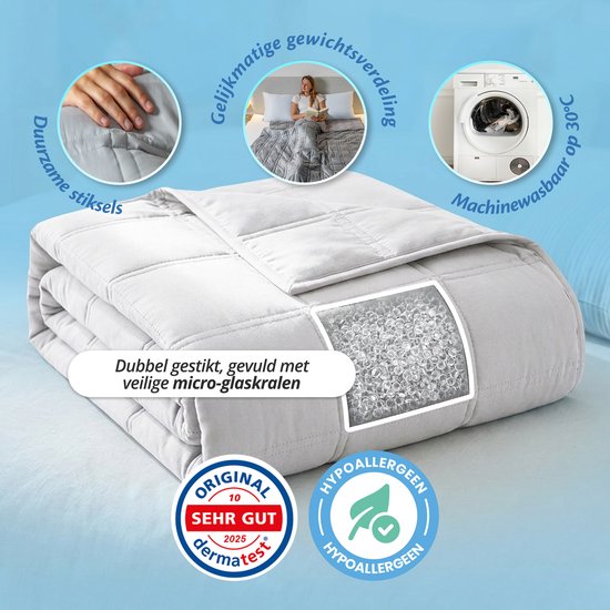 Ella Verzwaringsdeken 9 kg - OEKO-TEX Katoen Zwaartedeken 135 x 200cm - Weighted Blanket - Verzwaarde Deken - Wit