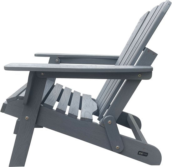 AXI Rosalie Adirondack Stoel Grijs – Houten loungestoel met armleuningen – Opklapbaar - Hoge rugleuning - Tuinstoel – 75,5 x 86,5 x 85 cm – FSC 100% Hemlockhout