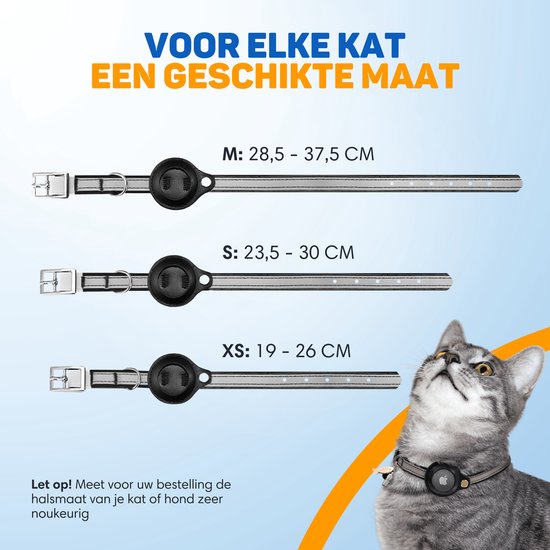 Vulpes Goods® Huisdieren - Kattenhalsband geschikt voor Apple AirTag - Apple Airtag Kattenband Pro - Veilig, lichtgewicht, reflecterend & comfortabel - Anti-kras en Waterbestendig - Incl. 3 Accessoires - 23.5-30.5 CM - S