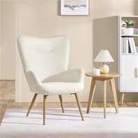 Yaheetech Loungestoel Corduroy Fauteuil met Hoge Rugleuning 68 × 70 × 97,5 cm Beige