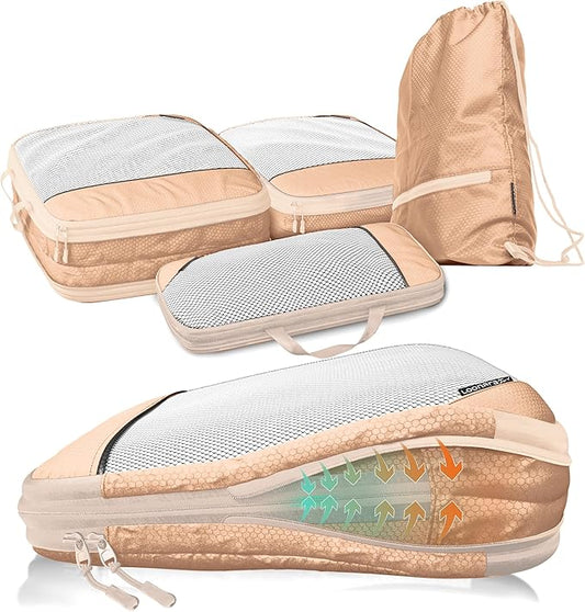 loonara Travel Reisorganizer set beige 4pcs