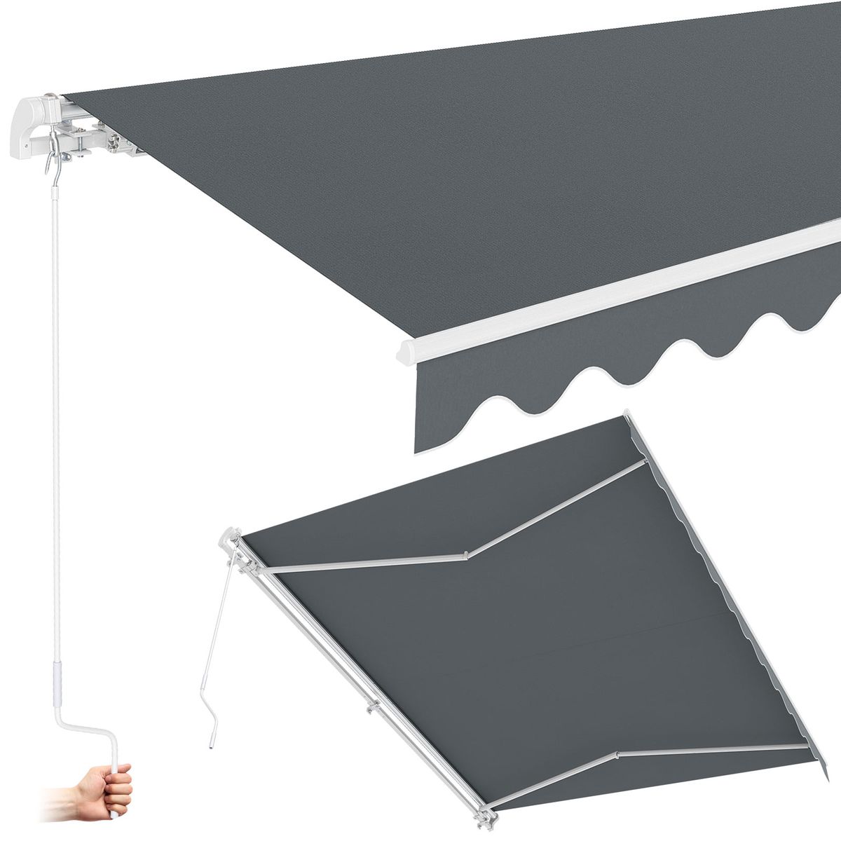 Coast Zonnescherm Terrasoverkapping - intrekbaar - aluminium frame - grijs 3,6 x 3 m