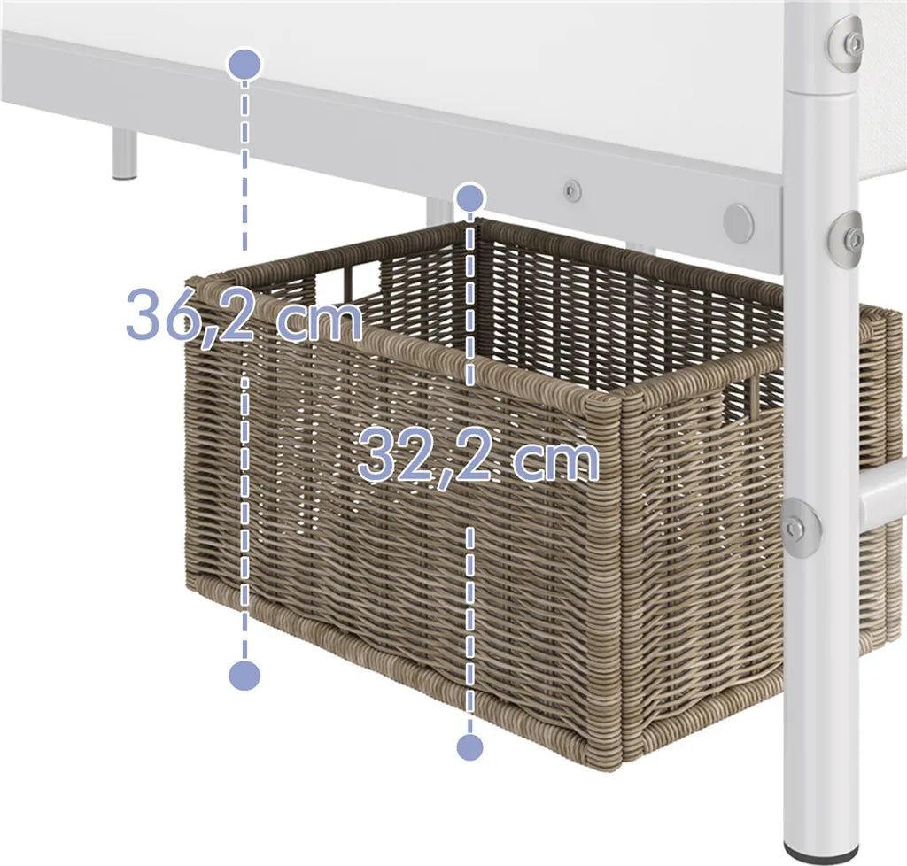 Yaheetech Metalen Bedframe 90x190 cm met Hoofdeinde, Wit