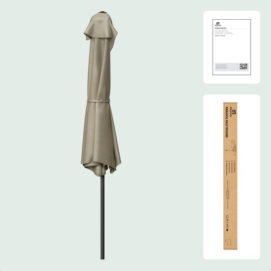 LifeGoods Balkon Parasol - Tuin - 270x135 cm - Halfronde Parasol - Waterdicht - UPF50+ - Taupe