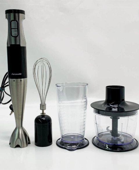 Hanseatic Staafmixer 3-in-1 1000W – Zwart/Zilver – Met Garde, Hakmolen en Hoge Maatbeker