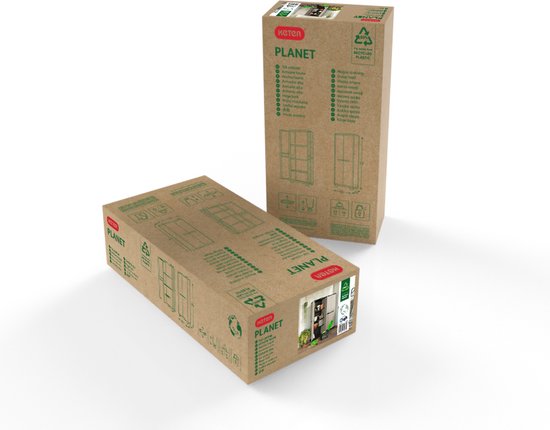 Keter Planet Outdoor Opbergkast hoog - 3 planken - 80x44x182cm - Grijs/Zwart