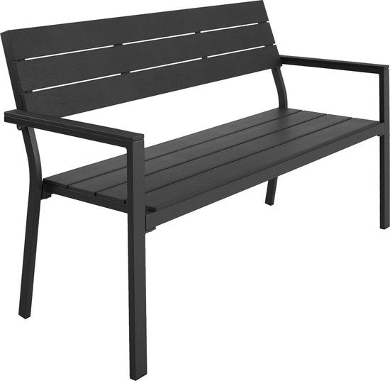 tectake® - Tuinbank - 2-zitsbank met aluminium frame en Hi-Impact latten - Geschikt voor terras, park, balkon, tuinmeubelen en huis - Duurzaam, weerbestendig, eenvoudig te monteren - Max. 250kg - donkergrijs
